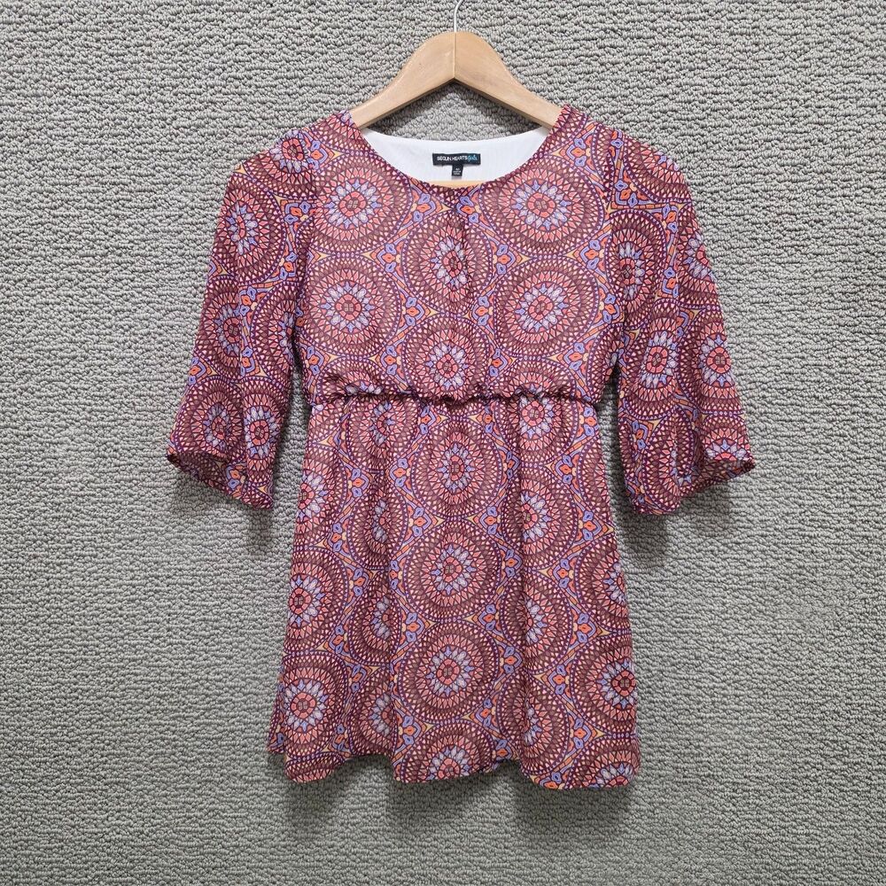 SEQUIN HEARTS GALS Girls Orange Blue Medallion Print Dress Size 10